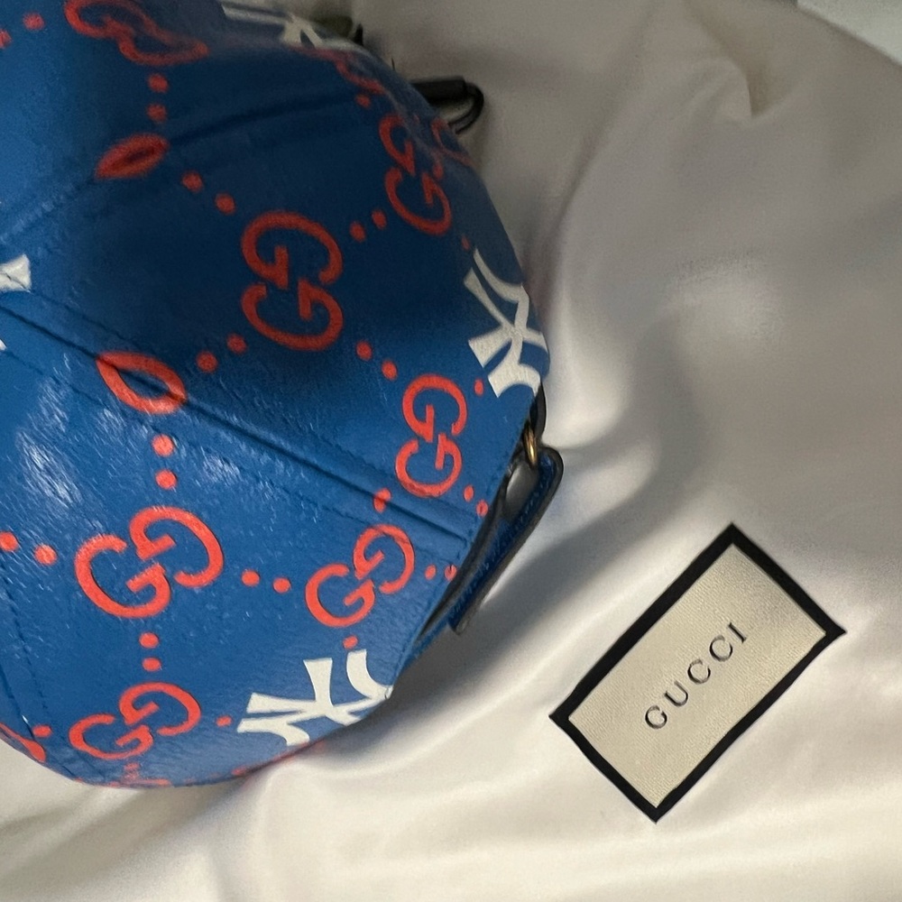 NWT-Gucci Unisex Blue Yankees GG Baseball Hat/Cap - Picture 8 of 11